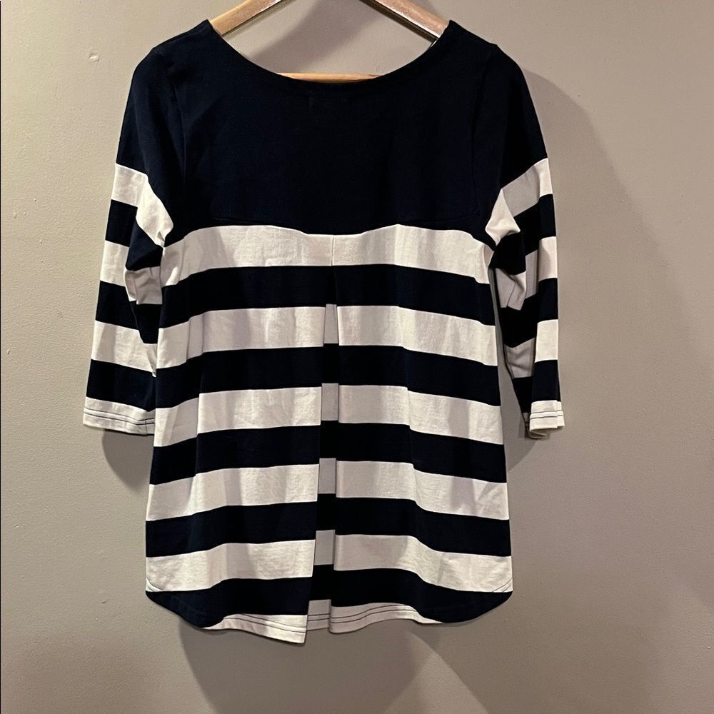 Navy and White Striped Long Sleeve Tee - Picture 6 of 10